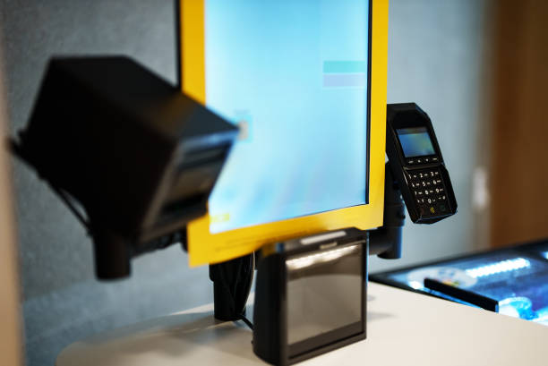 istock Self-service cash register with payment terminal. 1676212705