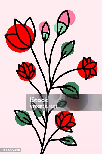 istock Abstract botani wall art decoration. Boho flower wall decor printable poster 1676223148