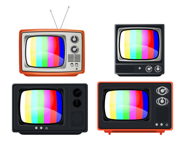 istock Tv test chart. set of retro tv, front view. Vector cartoon style. 1676224833