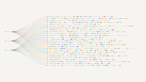 Big data visualization. Social network, financial analysis of complex databases. Data mining. Vector technology background. Information analytics concept. Big data visualization. Social network, financial analysis of complex databases. Data mining. Vector technology background. Information analytics concept. flowing stock illustrations