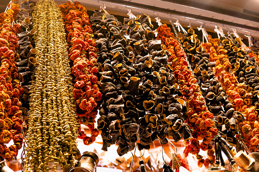 Dried pepper on Egyptian spice bazaar in Istanbul, Turkey