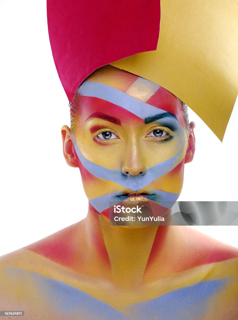 Donna con make-up creativo geometria - Foto stock royalty-free di Adulto