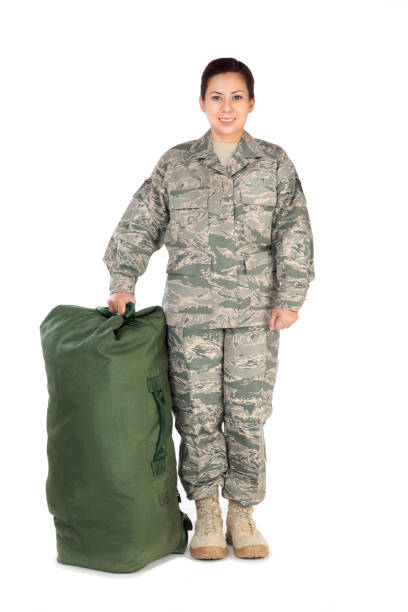 american airwoman portret - armed forces full length gym bag veteran zdjęcia i obrazy z banku zdjęć