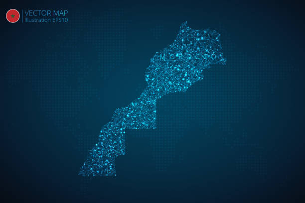 istock Business map of Morocco modern design with abstract digital technology mesh polygonal shapes on dark blue background 1676277998