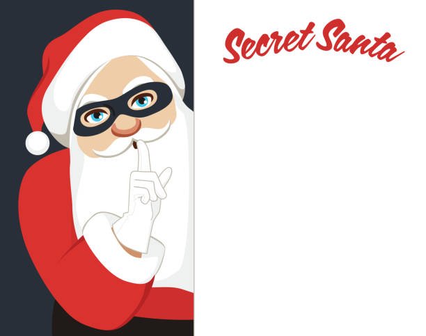 Secret Santa Invitation Holding Placard vector art illustration