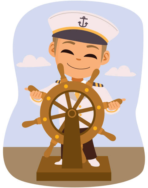 Cartoon Captain Sailor Character Boy vector art illustration