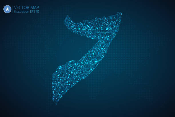 istock Business map of Somalia modern design with abstract digital technology mesh polygonal shapes on dark blue background 1676279637