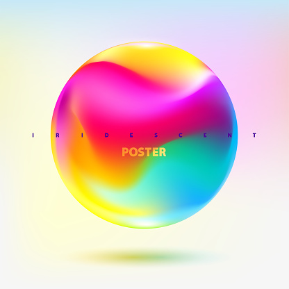 Colorful 3D sphere. Iridescent colorful ball on white background. Minimalistic geometric shape for your design.