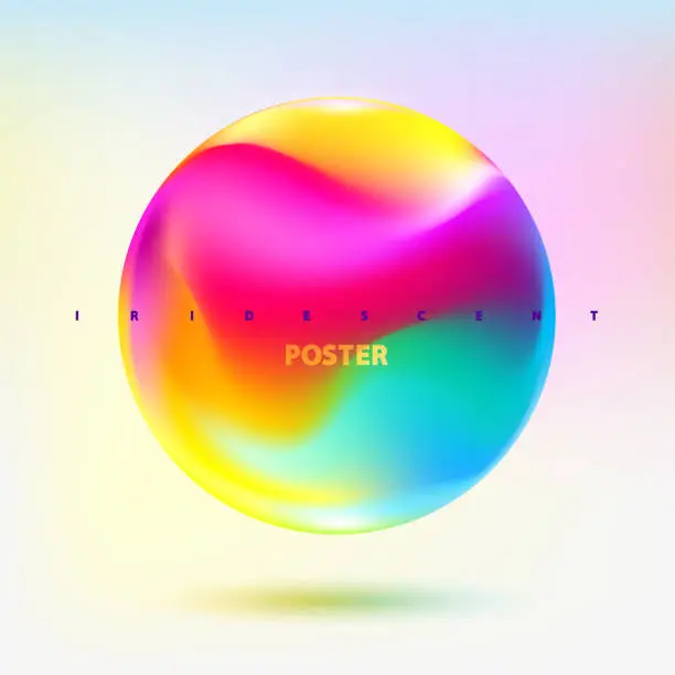 Vector illustration of Colorful 3D sphere. Iridescent colorful ball on white background.