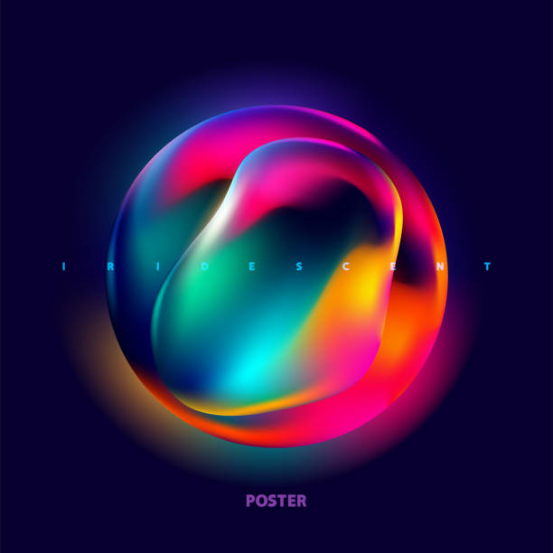 istock Colorful 3D sphere. Iridescent colorful ball on dark background 1676284603