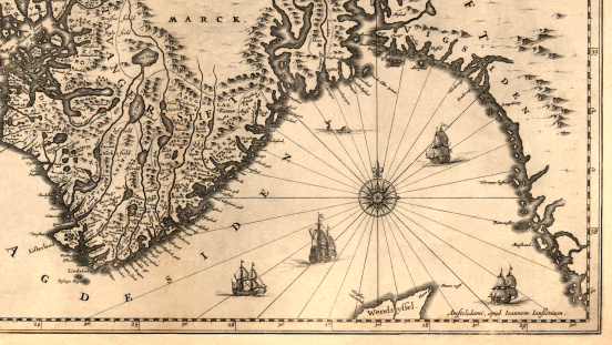 Ancient map of a southern part of Norway (1630)