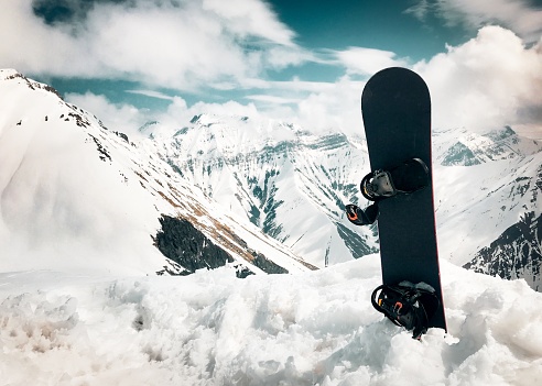 Perfect ski slope. Back country skiing. High mountain  landscape  At the top. Italian Alps  ski area. Panoramic  Ski resort Livigno. italy, Europe. Ski opening.