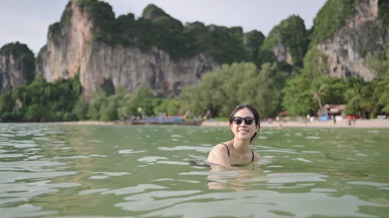 Swimming with Freedom Relaxing lifestyle in the tropical sea railay krabi thailand