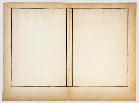 Empty pages of old Japanese book, isolated in white