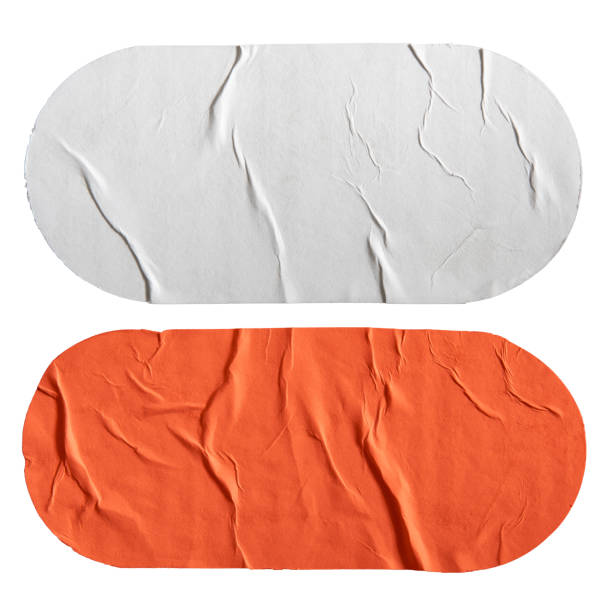 White and orange stadium shape paper stickers