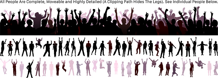 Crowd. All people are complete and moveable- a clipping path hides the legs. See the people below.