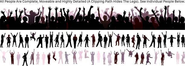 Vector illustration of Crowd (People Are Complete- A Clipping Path Hides The Legs, See Below)