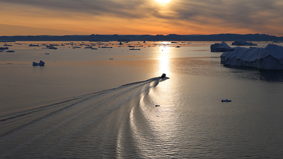 a Ice enpalled naldo, ice breaking ship.