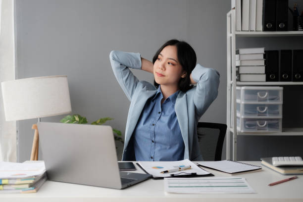 istock Businesswoman Relax from work. At the office 1676338022