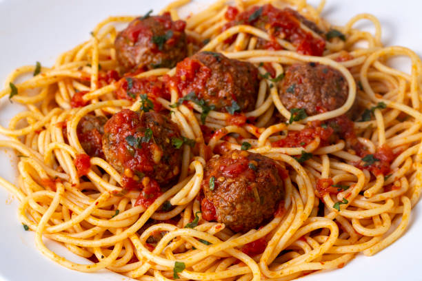 istock Spaghetti with meatballs and tomato sauce, Italian pasta 1676338039