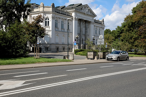 Warsaw, Poland - September 1, 2023: The Zacheta, National Gallery of Art founded in Warsaw in 1860. This building houses an internationally renowned contemporary art museum