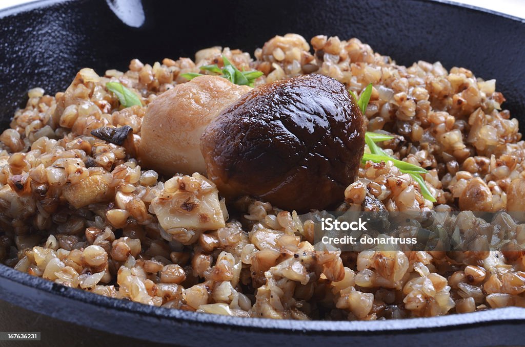 buckwheat Delicious buckwheat porridge with mushrooms Edible Mushroom Stock Photo