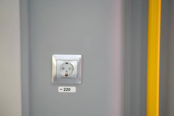 istock Interior of a train with an electrical outlet 1676362369