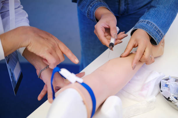 istock Patient training dummy receiving an intramuscular injection in a hospital. 1676372133