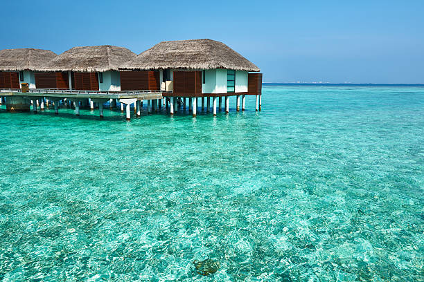 istock Beautiful beach with water bungalows 167637632