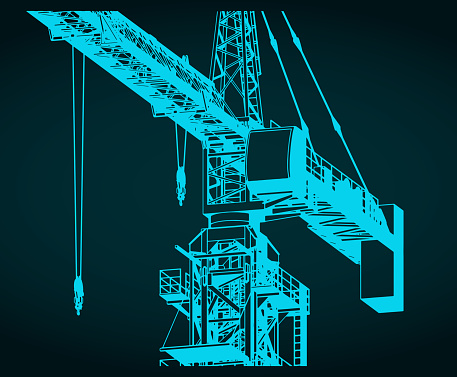 Stylized vector illustration of construction crane close-up