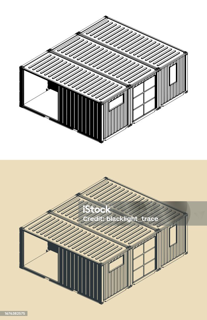 Container Graphics For Project Building Container House Isometric Illustrations Stock Illustration - Download ...