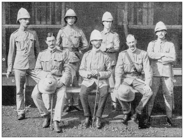 istock Antique image from British magazine: Officers, West African Regiment 1676412594