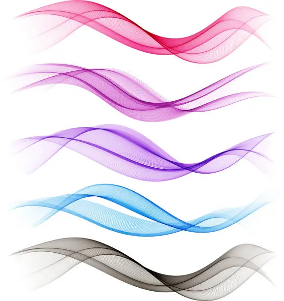 Vector illustration of Set of color smoke wave