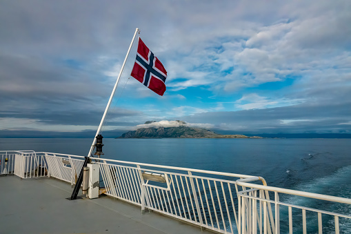 Beautiful views ofnthe Vestfjorden from the ferry BodÃ¸-Moskenes, Nordland, Norway
