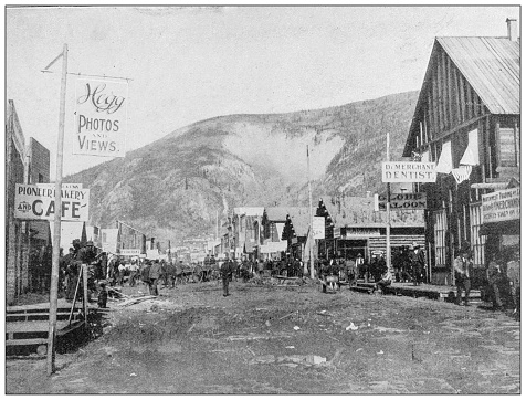 Antique image from British magazine: Klondike, Dawson City