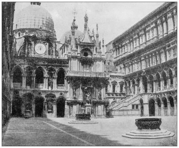 istock Antique image from British magazine: Courtyard, Doge's Palace, Venice, Italy 1676431515