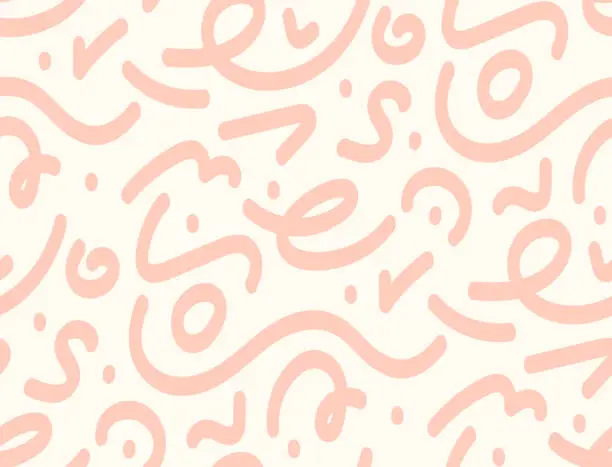 Vector illustration of Trendy Pastel Colored Line Doodle Seamless Pattern