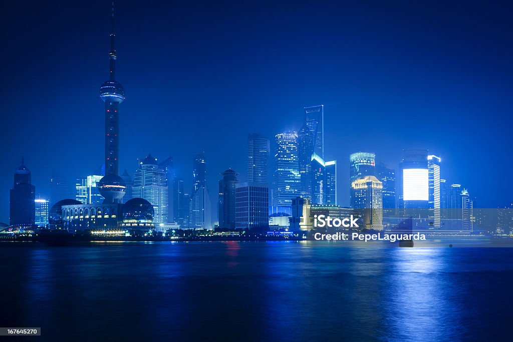 상하이 야간에만 보기 - 로열티 프리 0명 스톡 사진