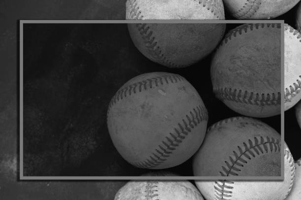 Baseball banner over used background with balls