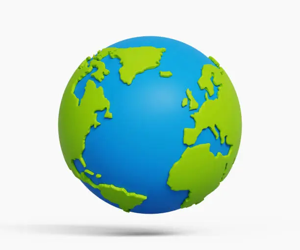 3D earth icon. Earth globe. World icon. Cartoon planet Earth. 3d illustration