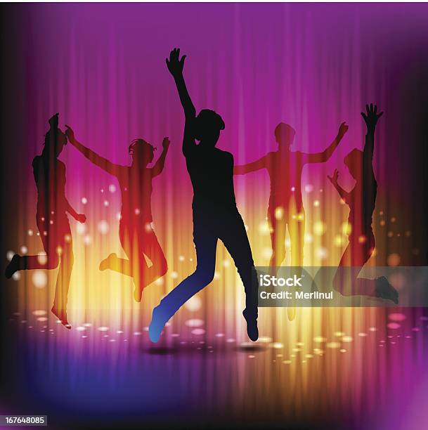 댄스 실루엣 나이트클럽에 대한 스톡 벡터 아트 및 기타 이미지 - 나이트클럽, 디스코 조명, 디스코 춤