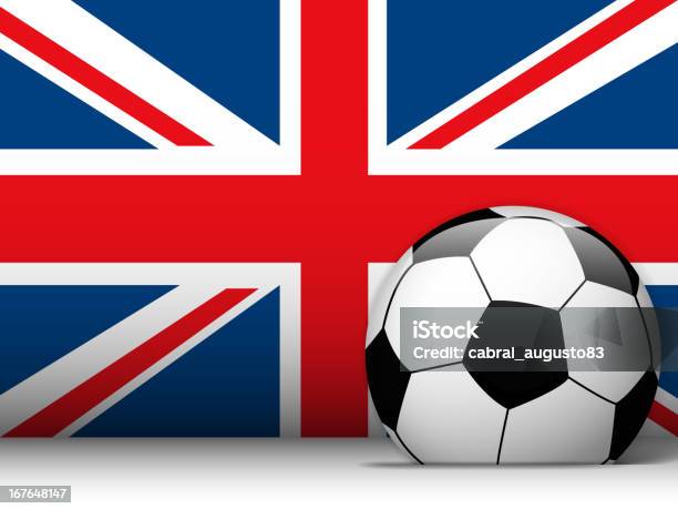 Piłka Nożna Piłka Z Flaga Wielkiej Brytanii Tle - Stockowe grafiki wektorowe i więcej obrazów Flaga Wielkiej Brytanii - Flaga Wielkiej Brytanii, Piłka nożna - Piłka, Piłka nożna - Sport drużynowy