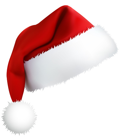 Realistic Santa Claus Hats isolated on white background.