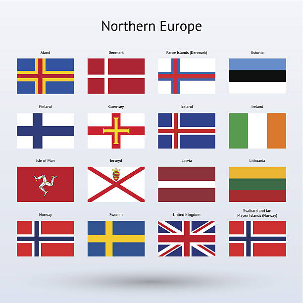 ベクトルイラスト 16 北ヨーロッパの国旗 - スヴァールバル島点のイラスト素材／クリップアート素材／マンガ素材／アイコン素材