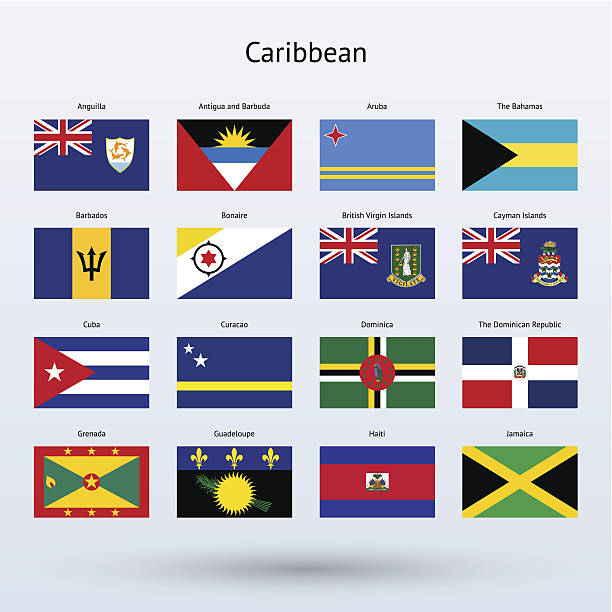 ilustraciones, imágenes clip art, dibujos animados e iconos de stock de caribe banderas colección (parte 1 de 2) - republic of haiti