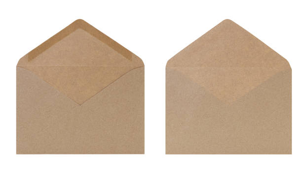 istock Brown envelope isolated on white background. Letter, front and back view. Craft made from recycled paper. Design element. Copy space 1676549049