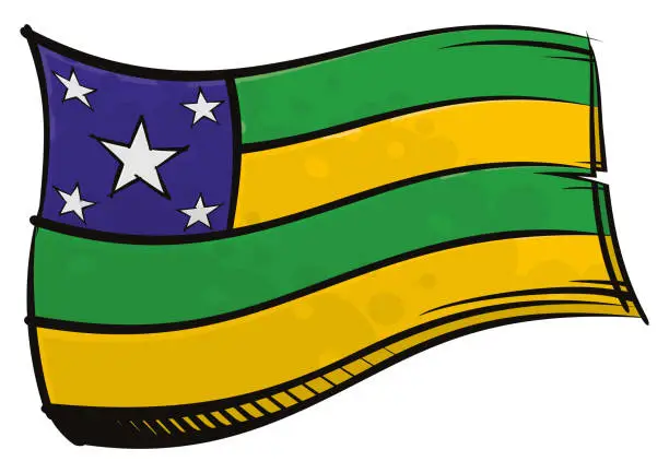 Vector illustration of Painted Sergipe flag waving in wind
