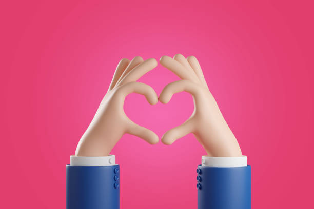 istock Cartoon hands making the heart gesture. 3d illustration. 1676623576