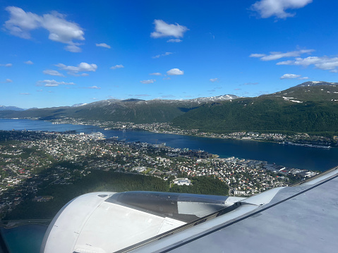 Aerial view over the Norwegian city of Tromsø