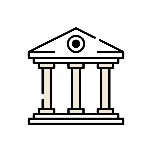 간단한 선 아이콘 만들기 - bank column building exterior government stock illustrations